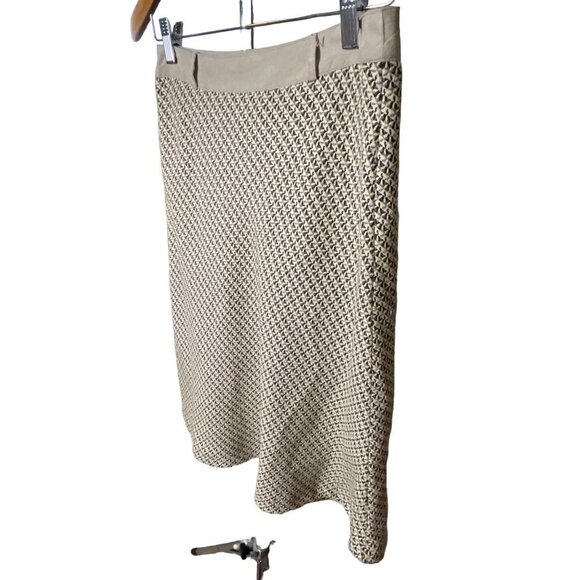Tan Black Tweed Textured Midi A Line Skirt Sz 27 - Picture 3 of 11